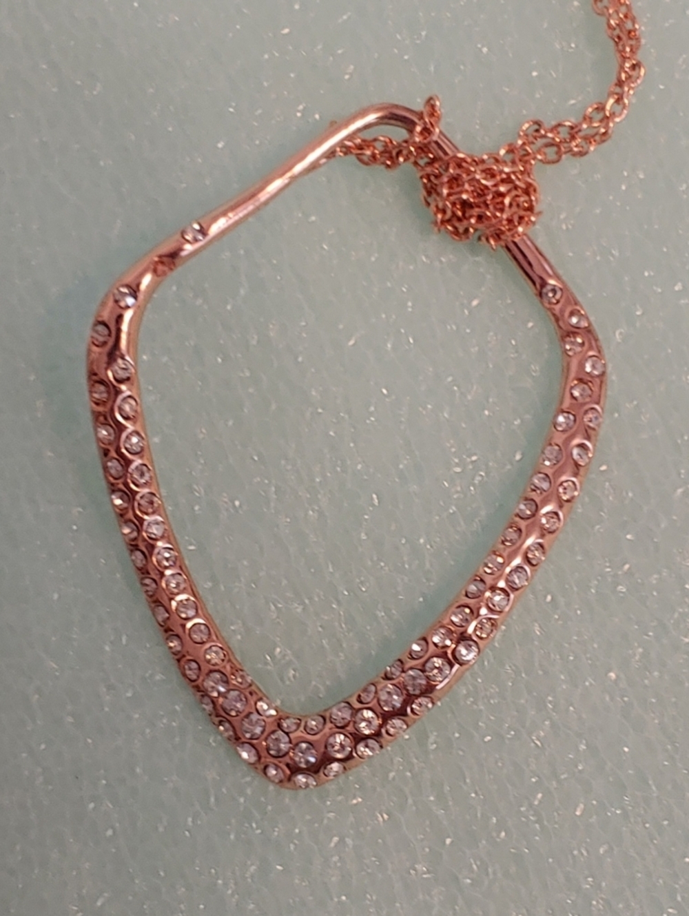 Rose Gold Crystal V-Shape Pendant Necklace